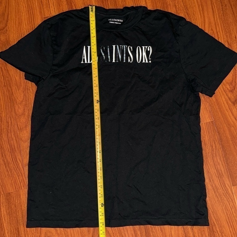 AllSaints all saints Men's unisex Black Okay Crew T-shirt size XS black white - Picture 5 of 7